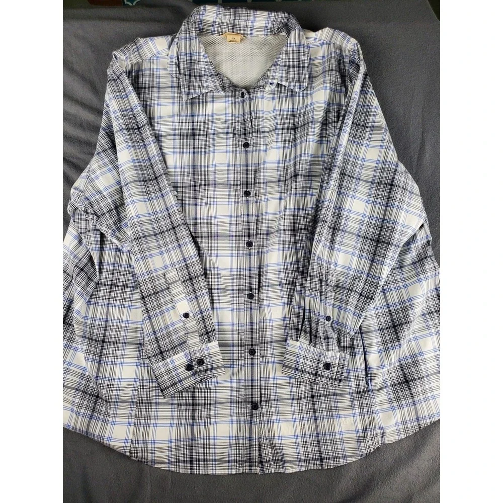 Duluth Trading Mens Long Sleeve Vented Button Up Shirt Blue Plaid 3x Fishing - Picture 3 of 7